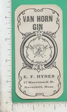 B105 Van Horn Gin bottle label c. 1940 E. F. Hynes, Haverhill, MA stag’s head