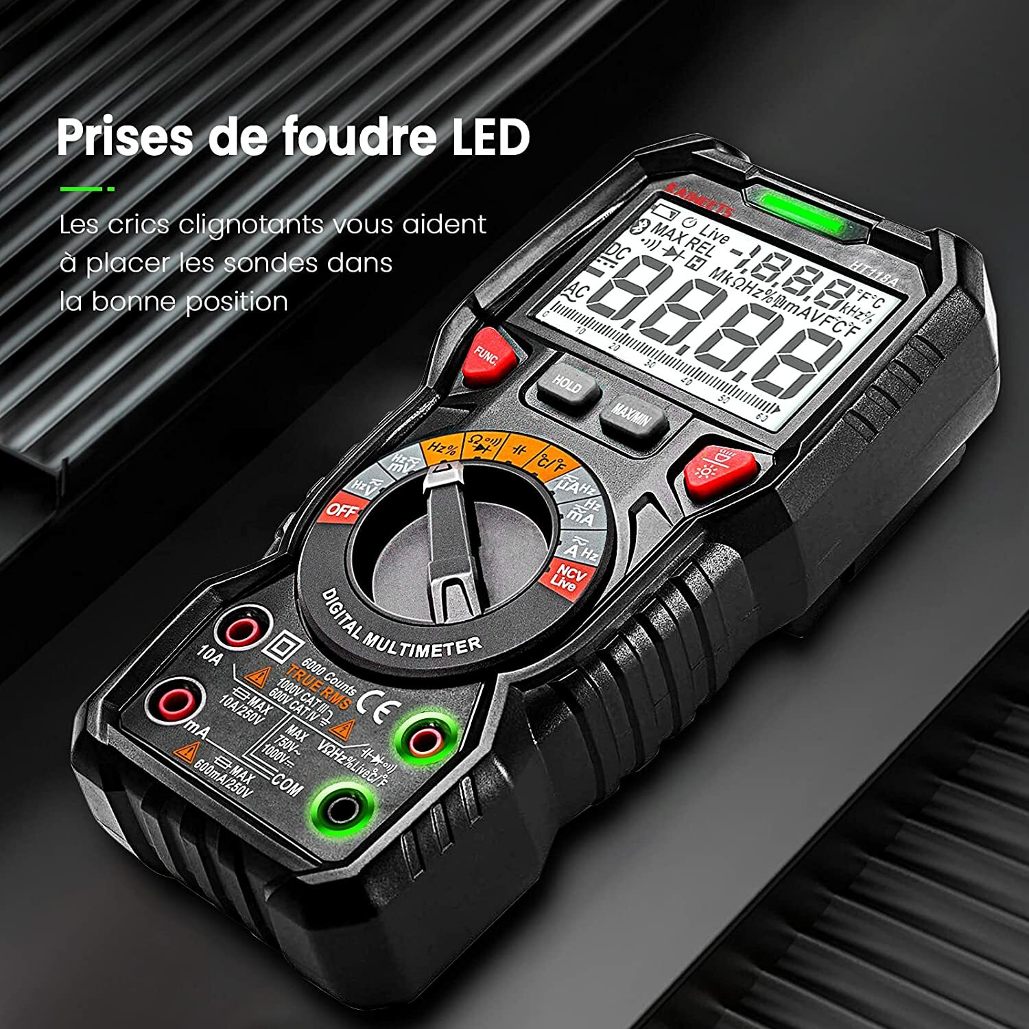 Multimètre automatique TRMS de haute précision 6000 comptes avec interface LED - 3