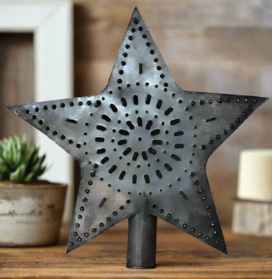 Primitive Rustic 8'' Punched Tin Christmas Tree Star