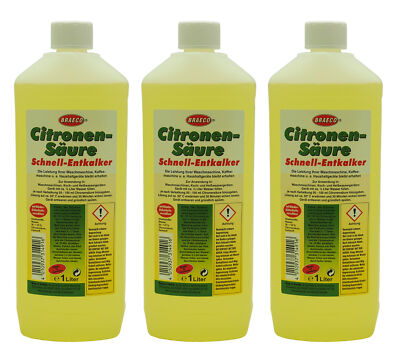 3 x 1 Liter Braeco Citronen-Säure Schnell-Entkalker, Zitronensäure