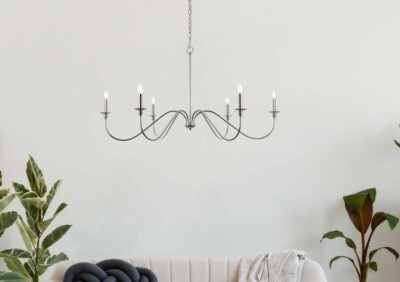 Living Dining Room Chandelier Polished Nickel Ceiling Lighting Light Fixture 48''