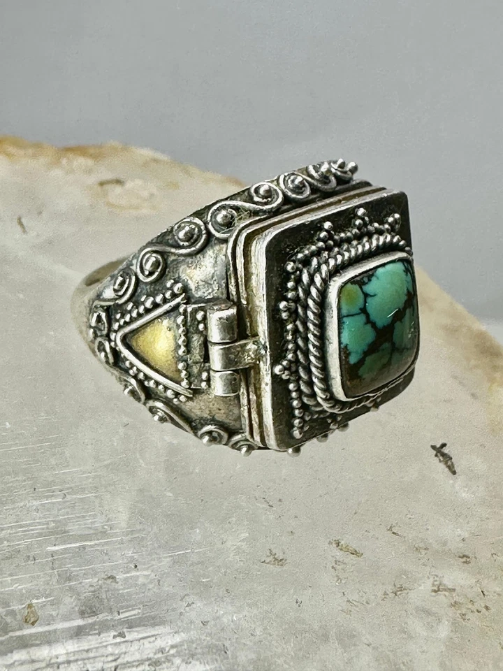 Anillo Veneno Turquesa Talla 7.75 Boho Plata de Ley Mujer Niña Foto 3 de 4