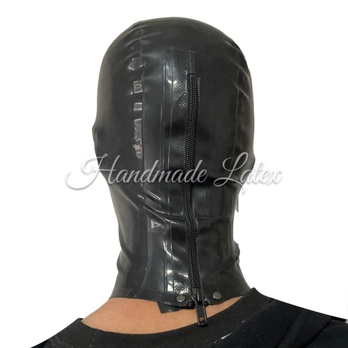 Máscara de goma facial vaginal con capucha de látex negra fetiche BDSM fiesta disfraces EE. UU. - Imagen 4 de 5