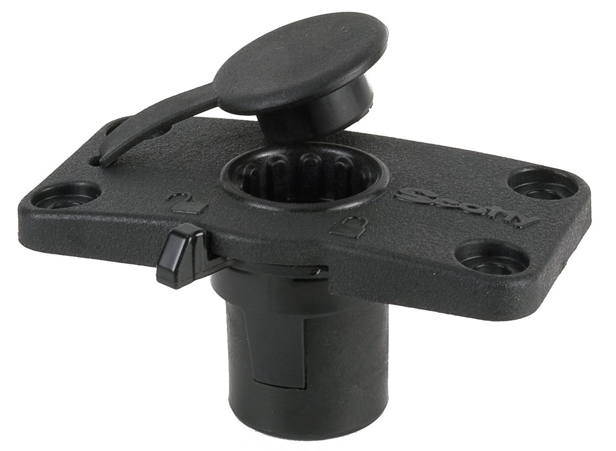 Scotty #244L-BK Locking Flush Deck Mount w/ Rain Cap (Black)