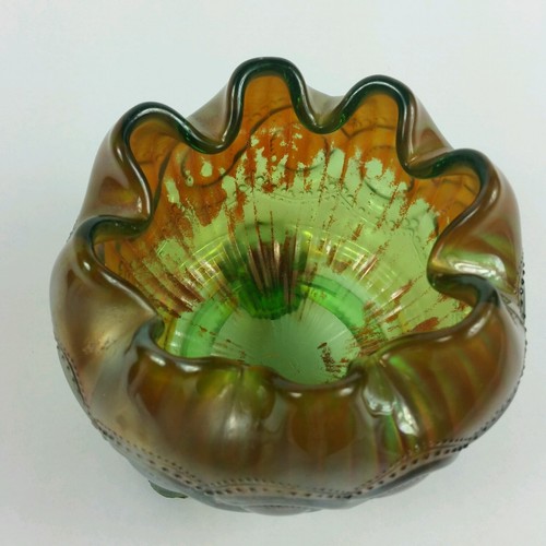 Northwood Carnival Glass Beaded Cable Rose Bowl - Picture 4 of 5