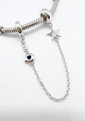 Seestern Sicherheitskette Anhänger Muschel Ozean Opal Echt 925 Sterling Silber  