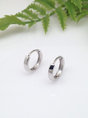 925 Sterling Silber schlichte Huggie Creolen Herren Damen 12,5 mm/10 mm x2 mm