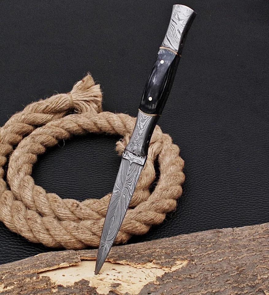 Custom Handmade Damascus Steel Double-edged Hunting Throwing Dagger Knife - Image 3 of 4