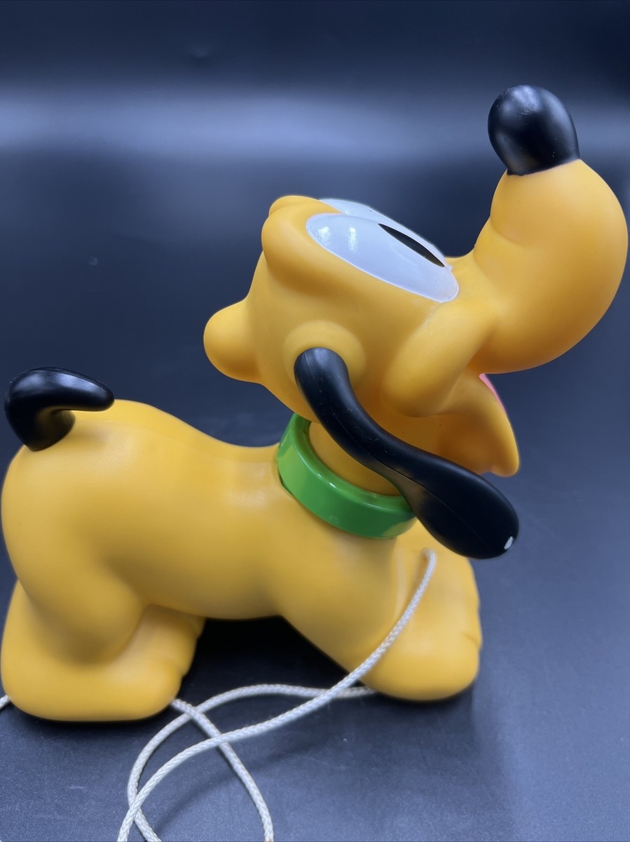 9” Disney Pluto Pull Along Toy Makes Sound Hard Plastic Classic | eBay