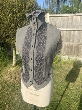 Vintage Gianni Versace Waistcoat 100% Wool Lace Check Size M High Collar 80s