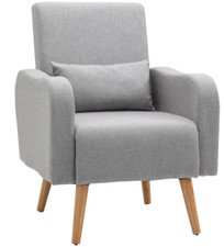 Nordic Leisure Lounge Sofa Accent Chair with Pillow for Bedroom Grey New Seat