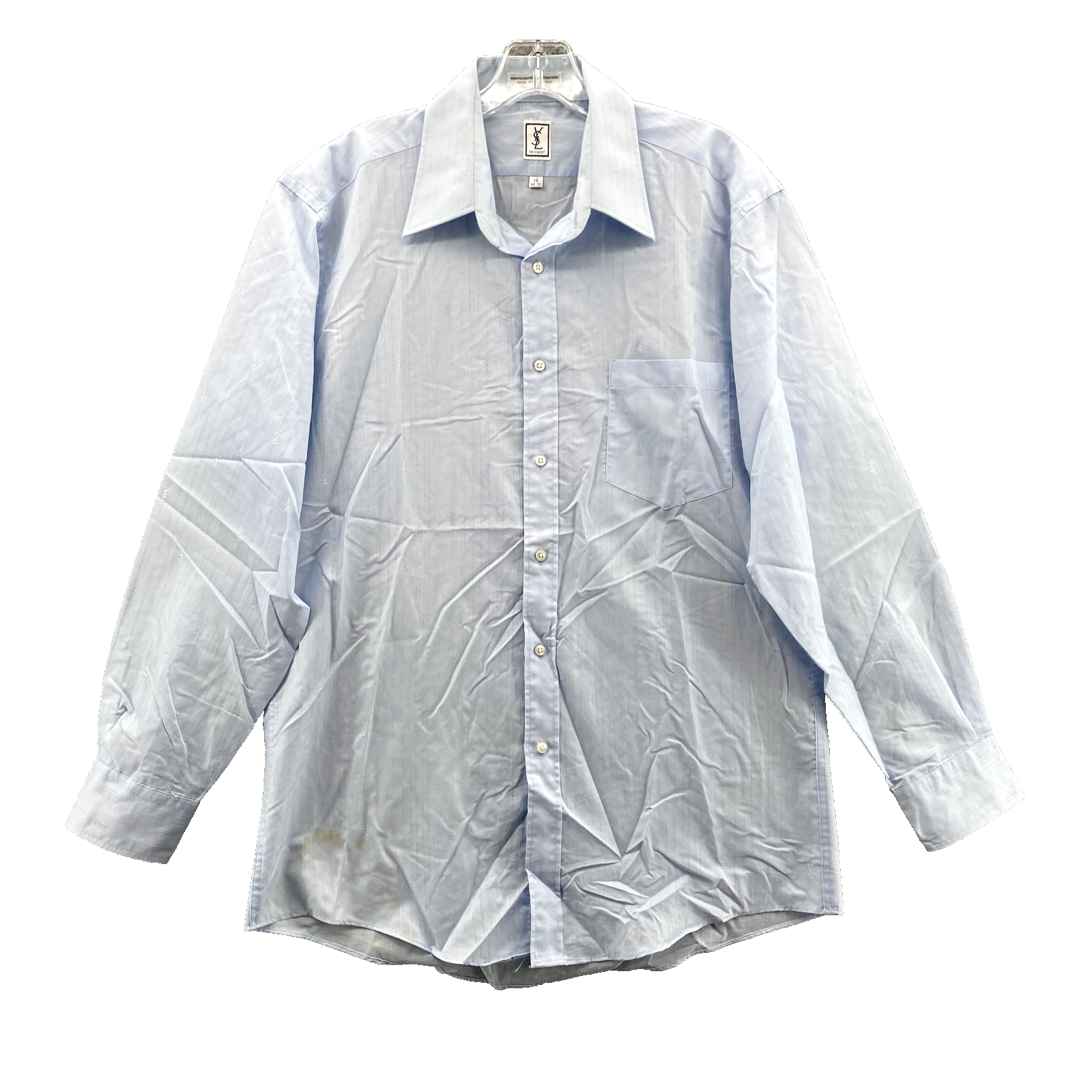 Camicia elegante Yves Saint Laurent uomo 16 (32 33) blu chiaro tessuto misto cotone
