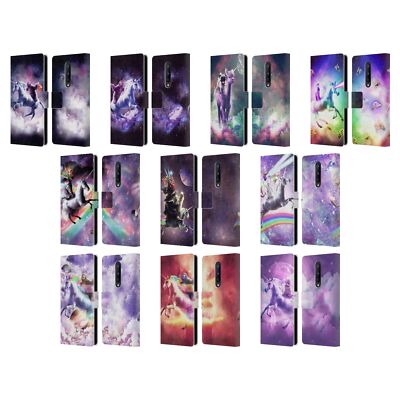 OFFICIAL RANDOM GALAXY SPACE UNICORN RIDE LEATHER BOOK CASE FOR ONEPLUS PHONES