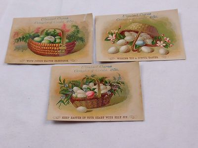 Lot of 3 Easter Ulmiset Cures Coughs & Colds Colorful Eggs Baskets Stunning F44