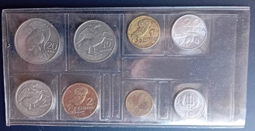 Greece. 8 Greek Coins 1973-B, Greek Military JUNTA Horse Goddess Athena Phoenix - Picture 3 of 13