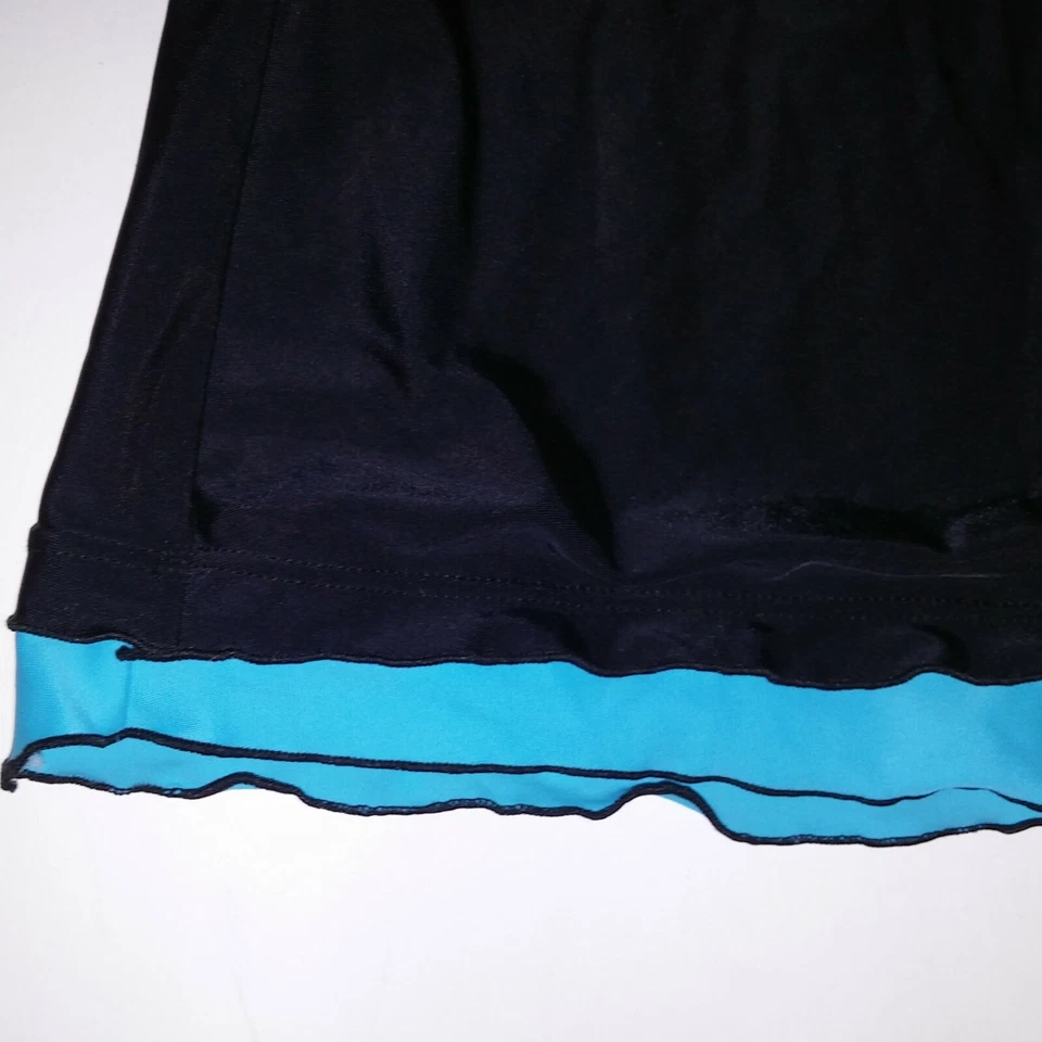Shore Shapes Swim Tankini Size 8 Top & Bottom Black Blue Tank Ruffle Trim - Image 4 of 4
