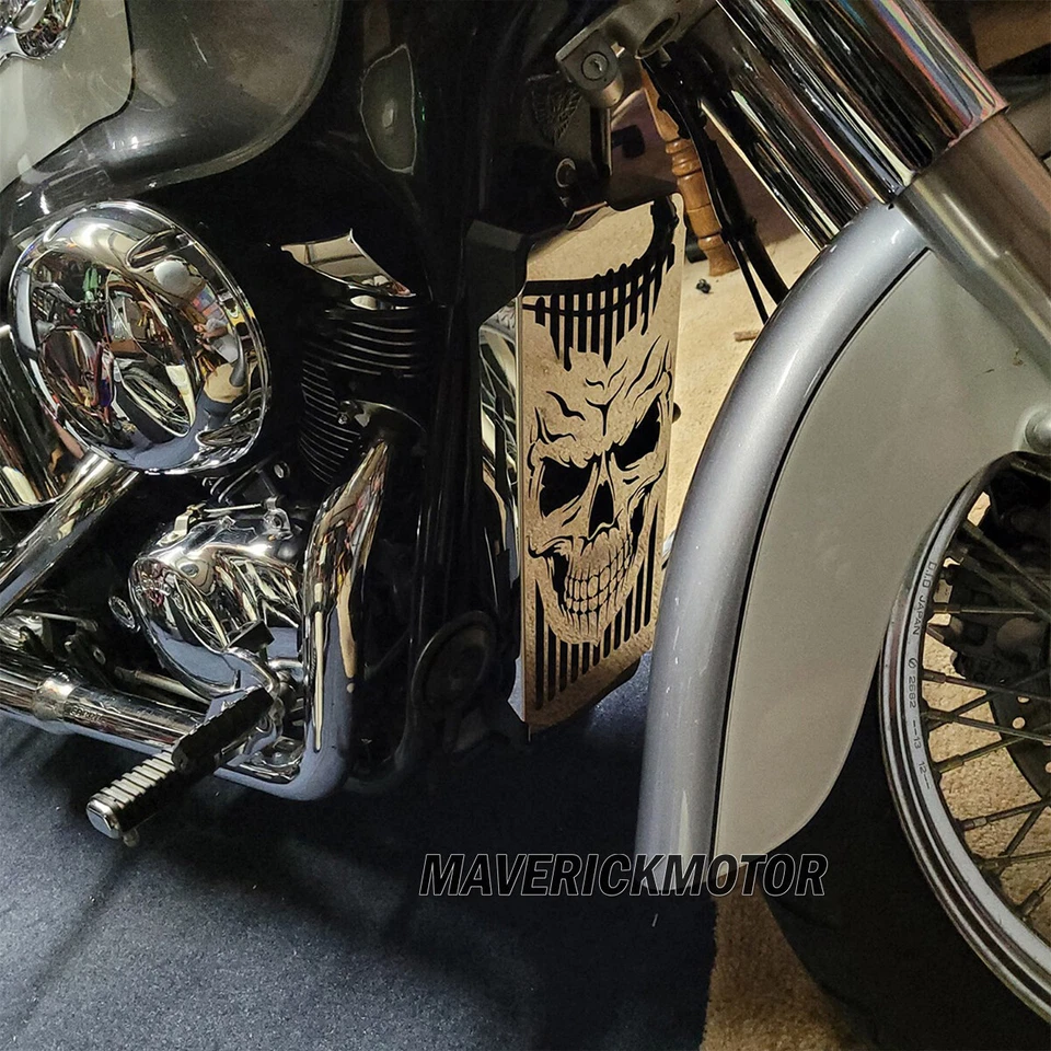 Protector de cubierta de radiador calavera para Honda Shadow VT 750 ACE 97-03 Spirit 01-08 Foto 3 de 4