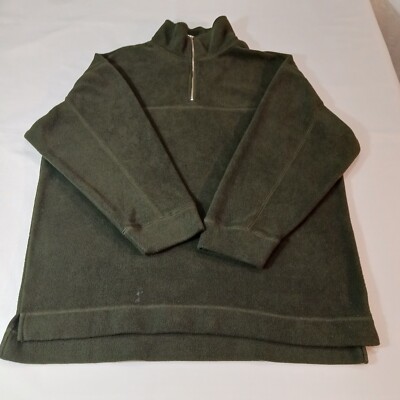 Willi Smith Collection Men's Green 1/4 Zip Pullover Fleece Sweatshirt Size M