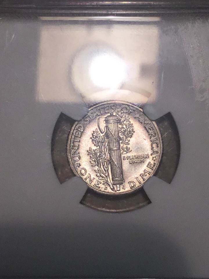 1942 D NGC MS62  Mercury Dime 90% Silver 10c US Slightly Toned Free Bonus Coin - Image 4 of 4