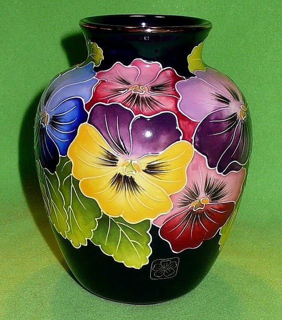 BLUE SKY CLAYWORKS J. McCall designed decorative vase with colorful flowers. eBay
