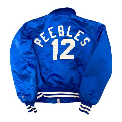 VTG 80s LA Dodgers Spellout Satin Fur Lining Jacket Peebles