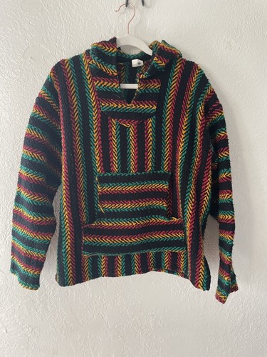 Mexican Poncho Baja Rasta Drug Rug Festival Hippie Adult Medium Hoodie ...