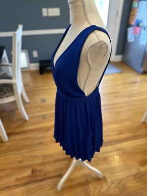 Super Down Royal Blue Pleated Low Cut Backless Mini Dress | eBay Super Down Royal Blue Pleated Low Cut Backless Mini Dress | eBay