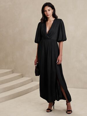 Black Sequin Dress Wrap Dress Long Sleeve Midi Jolie Moi Puff Long Sleeve  Jersey Midi Dress