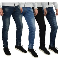 Mens Slim Fit Stretch Jeans Comfy Fashionable Super Flex Denim Pants