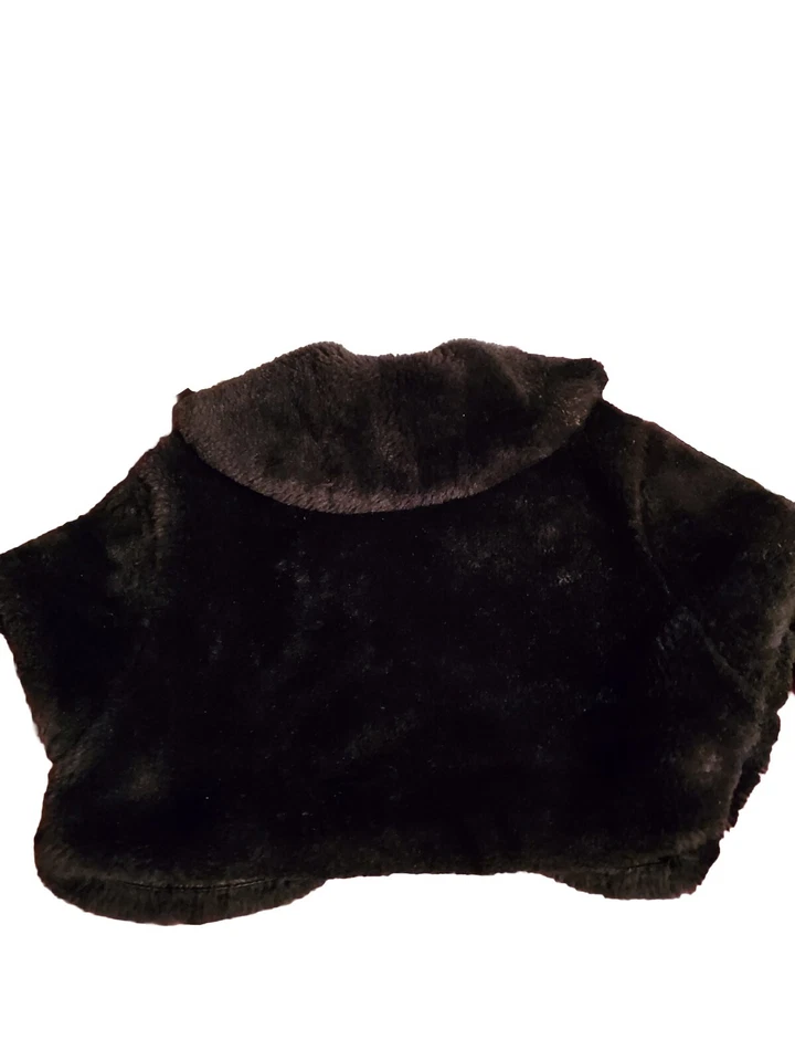 Girl's Cherokee Black Faux Fur Shrug Size Medium/ Button Stone  - Image 2 of 4