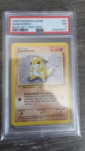 Pokemon Cards - PSA 7 Sandshrew 62/102 - Base Set 1999-2000 4th Print