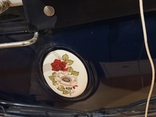 Vintage Antique-Style Pram / Baby Carriage – Navy Blue & Cream – Chrome Frame