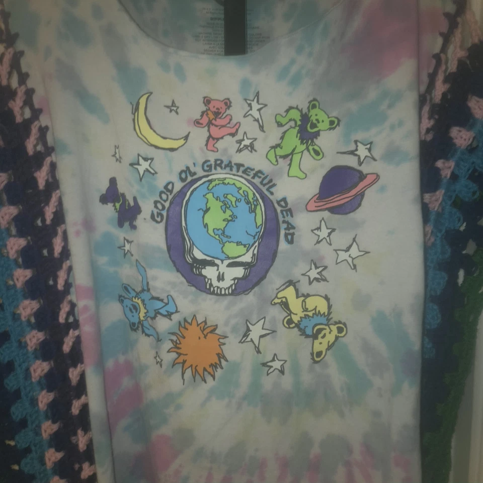 Camiseta Grateful Dead Crochet PONCHO Talla L - XL Hecha a Mano Vintage Camiseta Reciclada Foto 2 de 4