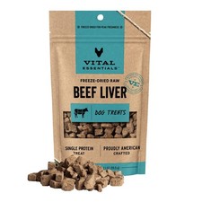Vital Essentials Freeze-Dried Beef Liver Dog Treats, 2.1 oz - Single Ingredient