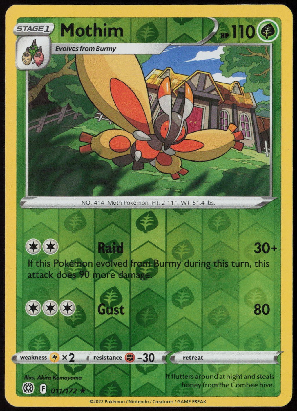 Mothim #11/172 (Reverse Holo) (MP) SWSH09: Brilliant Stars SWSH09 Pokemon