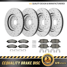 Front Rear Drilled Rotors Brake Pads for 2017 - 2020 Cadillac XT5 Buick Enclave