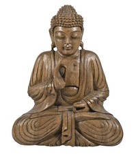 Large Hand Carved Wooden Buddha Statue 33cm