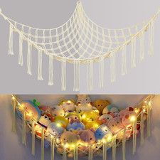Stuffed Animals Net or Hammock with LED Light, Hanging Stuffed Animals Storage T