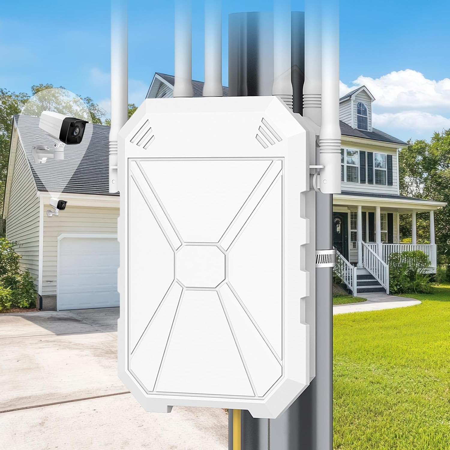 Potente Ripetitore WiFi Esterno N300 - 6 Antenne per Giardino e Patio