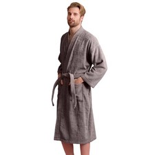 TowelSoft Unisex Men's Terry Cotton Gray Bathrobe One Size 