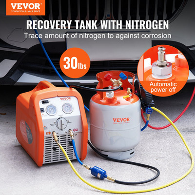Refrigerant Recovery Tank with Float Switch - 30 lb. Capacity ac Recovery Tank
