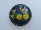 Antique Japanese Cloisonne Enamel Butterfly Flowers Bonbonniere Vanity Box Rare