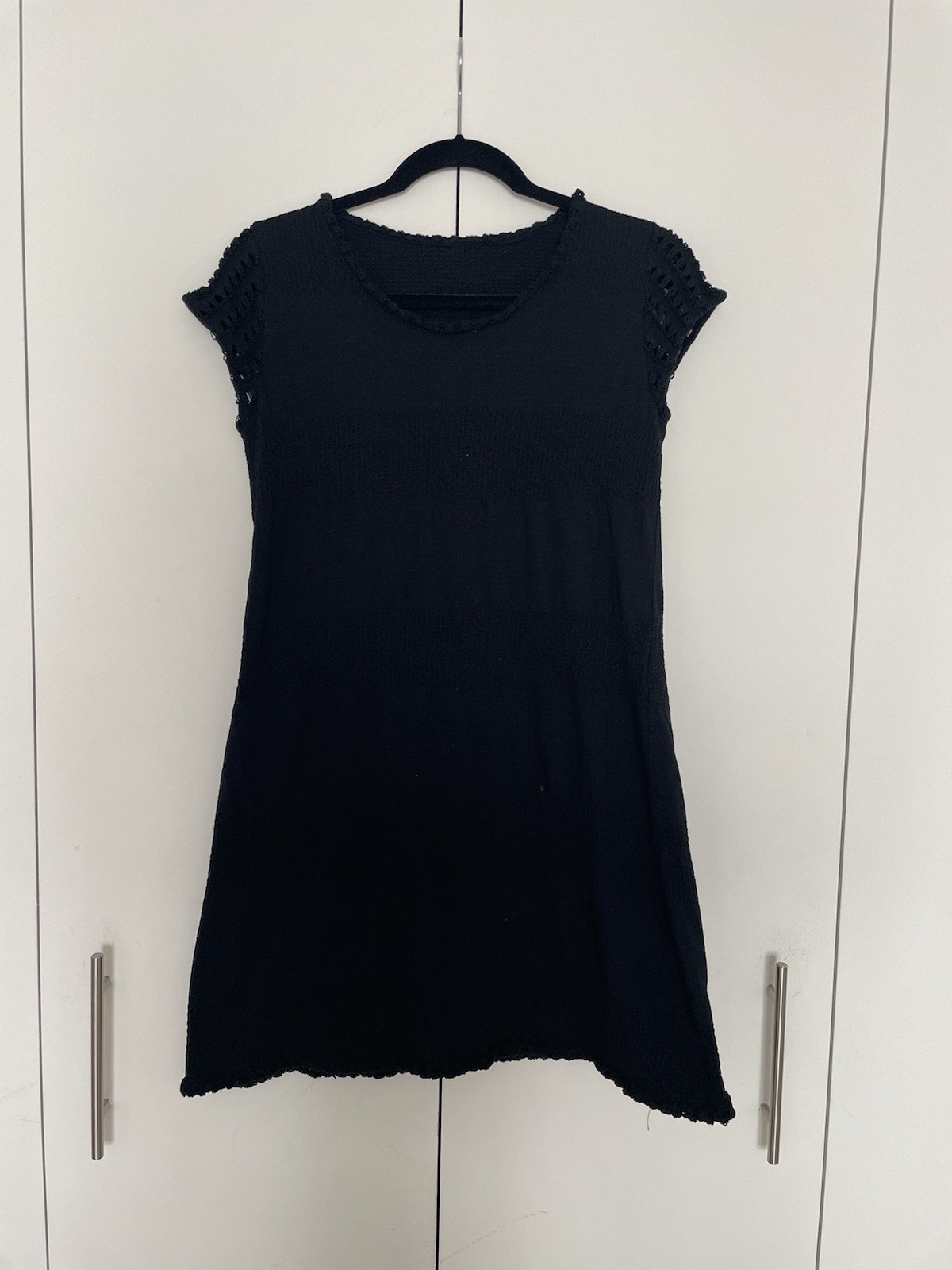 Issey Miyake Haat black knit dress with alternating panels