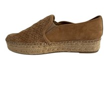 Sam Edelman 8.5 Woven Suede Tan Catherine Espadrille Platform Slip-On Flats