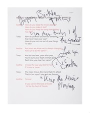 ARETHA FRANKLIN Inscribed Song Sheet to TONY BENNETT