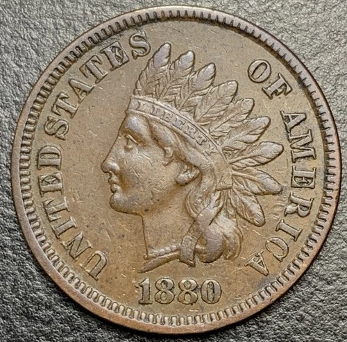 1880 Indian Head Cent Penny IHC 1c BETTER DATE Original VF/XF Full LIBERTY