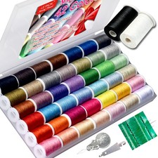 All Purpose Sewing Thread Set 42 Assorted Rainbow Color Series and White Bla...