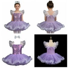 Girls Ballerina Cha-Cha Outfits Show Ballet Dancewear Tutu Dress Playwear Dance
