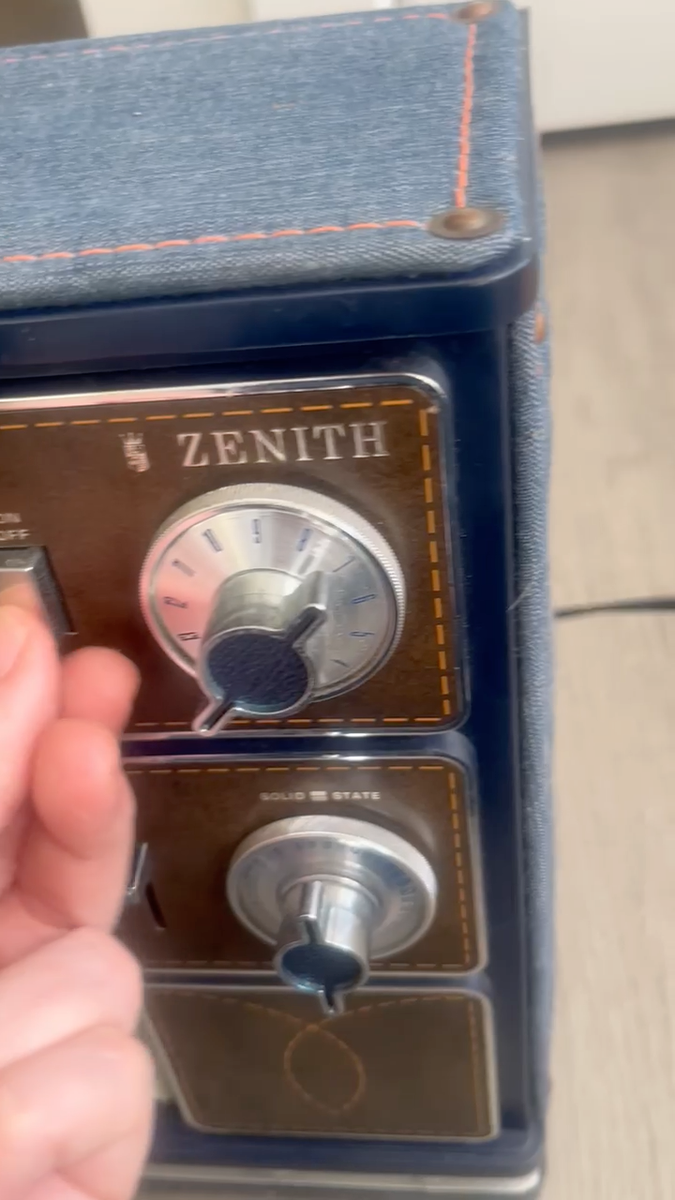 70s Zenith Sidekick II Denim Wrapped Television 11x15 AS IS FOR