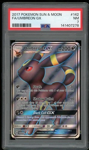 Pokemon Umbreon GX Full Art Ultra Rare Holo 142/149 Sun & Moon PSA 7 NM
